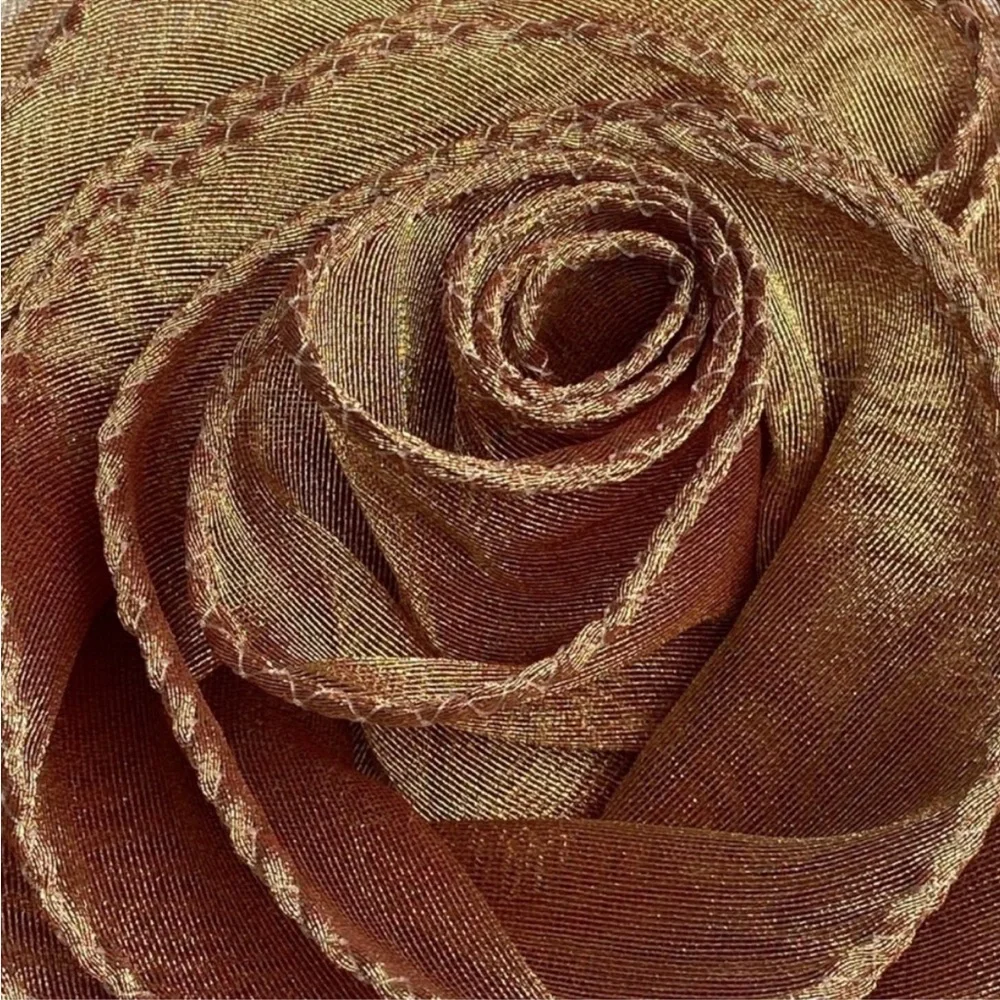 Vintage Gorgeous rose gold taffeta gossamer Iridescent crystal coin purse